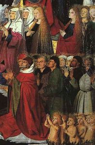 The Coronation of the Virgin, detail: the crowd 1453-54 by Enguerrand Charonton