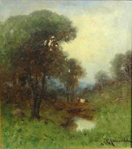 Cows By A Creek by Carl Henrik Jonnevold