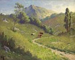 Cattle Grazing With Mt. Tamalpais In The Distance by Carl Henrik Jonnevold