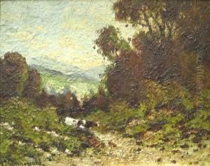 Cows In A Wooded Landscape by Carl Henrik Jonnevold