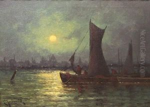 Moonrise On The River Thames