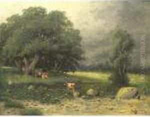 Cows Resting Under Sheltering Oaks by Carl Henrik Jonnevold