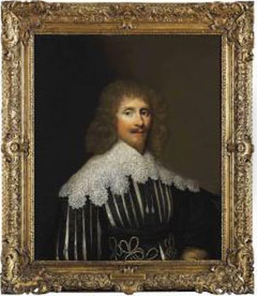 Portrait Of A Gentleman, 
Presumably Of The Wilbraham Family, Half-length, In A Black Slashed 
Doublet With A Lace Collar - view 1