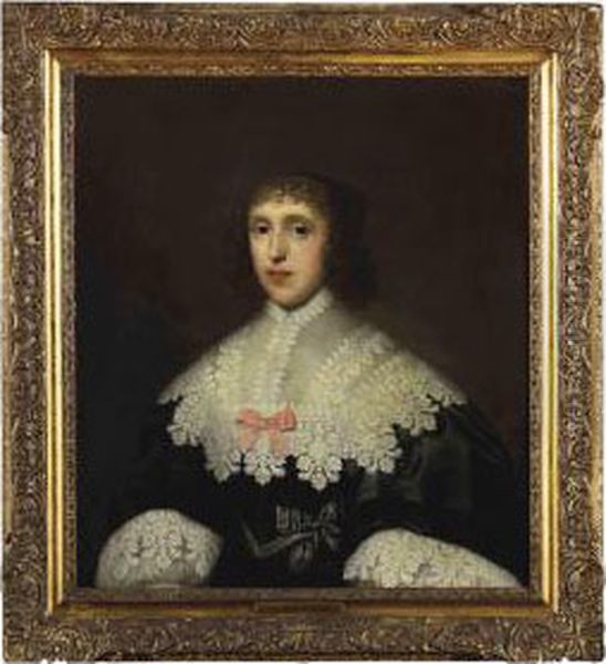 Portrait Of A Lady, Half-length, In A Black Dress With A Lace Collar And Cuffs - view 1