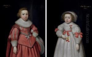 Portrait Of A Young Boy; And Portrait Of A Young Girl by Cornelius Janssens Van Ceulen