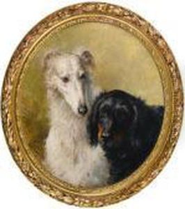 Portrait Of A Borzoi And A Gordon Setter by Eugene Joors