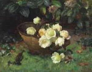 A Basket Of Yellow Roses by Eugene Joors