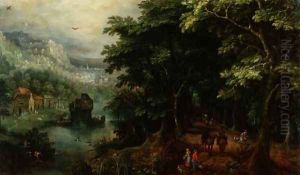 Landscape with figures in an avenue, c.1595 by Gillis van Coninxloo