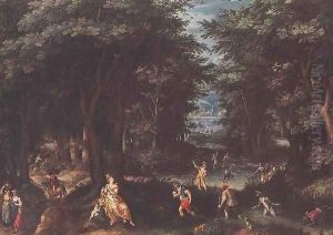 Landscape with Leto and Peasants of Lykia by Gillis van Coninxloo