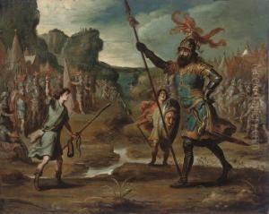 David And Goliath by Hans III Jordaens