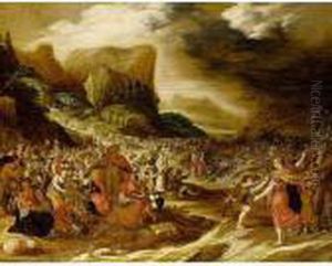 God's Parting Of The Red Sea To Save The Israelites by Hans III Jordaens
