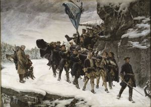 Bringing Home the Body of King Carl XII of Sweden (1682-1718) 1884 by Gustaf Olaf Cederstrom