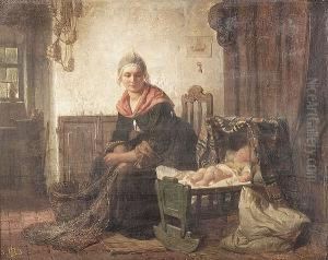 The Sailor's Wife With Her Sleeping Baby by Rudolf Jordan