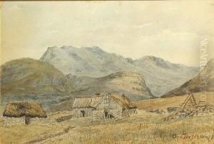 An Old Ranch With Hills In The Distance