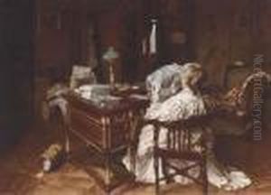 A Woman Reading In An Interior by Maurice Joron