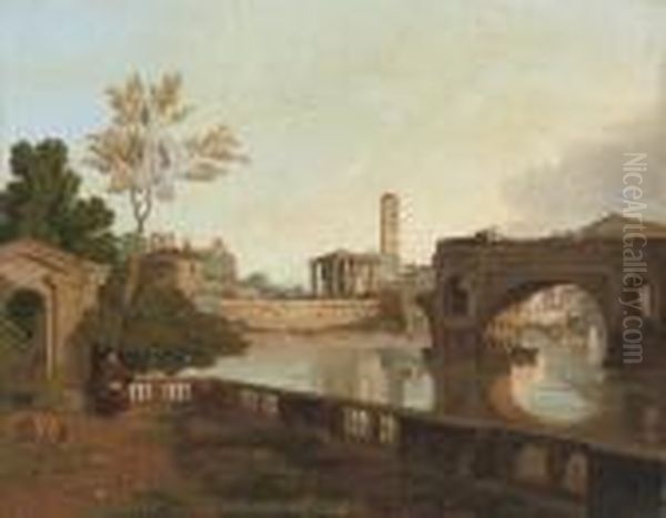A View Of Rome With The Ponte Rotto And The Temple Of Vesta - view 1