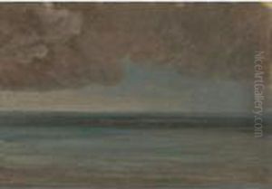 A View Of The Ocean At Ischia Under A Stormy Sky by Simon-Joseph-Alexandre-Clement Denis