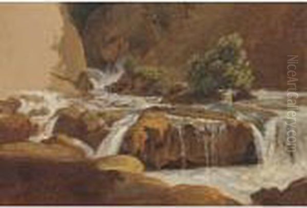 A Waterfall In A Rocky River Valley - view 1