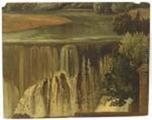 Une Partie De La Cascade De Tivoli by Simon-Joseph-Alexandre-Clement Denis