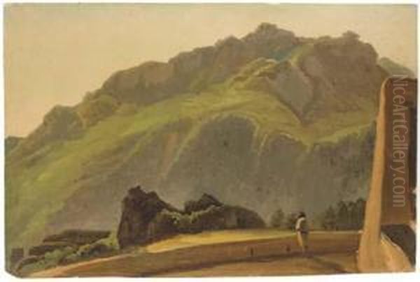 Le Mont Epomeo A Ischia, Une Terrasse Au Premier Plan Avec Une Figure - view 1