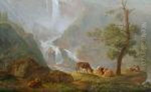 Pejzaz Gorski Z Wodospadem (1805) by Simon-Joseph-Alexandre-Clement Denis