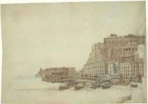 Vue Du Port De Naples Avec Le Chateau De L'oeuf by Simon-Joseph-Alexandre-Clement Denis