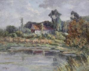 Landscape With High Granery Near The Water by Adrien Josef Heymans