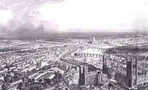 Bird's Eye View of London from Westminster Abbey, c.1840 by Henri Michel Antoine Chapu