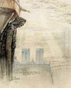 Cariatide De Plomb Du Clocher A L'ange De La by Charles Jouas