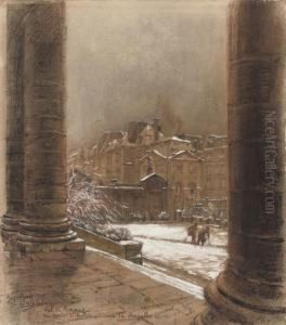 View Of The Chapel Of Val De Grace In Winter by Charles Jouas