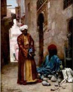 Marchands De Gargoulettes Au Caire by Roger-Joseph Jourdain