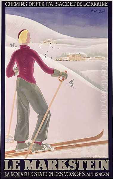 Poster advertising 'Le Markstein' a new ski resort in the Vosges with Railways of Alsace and Lorraine - view 1