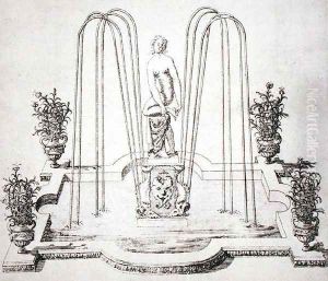 Fountain design from 'The Gardens of Wilton', c.1645 (2) by Isaac de Caus
