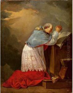 Religieux En Priere by Jean-baptiste Jouvenet