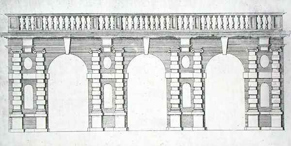 Design for an arcade with balustrade top from 'The Gardens of Wilton', c.1645 - view 1