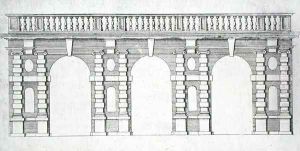 Design for an arcade with balustrade top from 'The Gardens of Wilton', c.1645 by Isaac de Caus