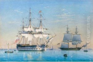 A Two-decker And An Armed Brig Off Great Yarmouth by George William Joy