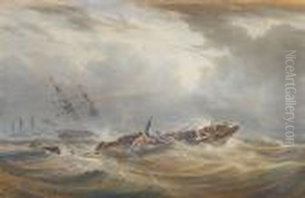 A Dismasted Vessel In The Teeth Of A Storm - view 1