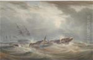A Dismasted Vessel In The Teeth Of A Gale by William Joy