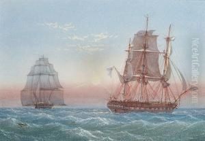 H.m.s. 'sapphire', 28 Guns, Passing Another Frigate by William Joy
