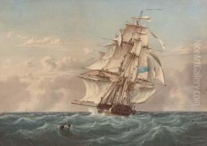 A Royal Naval Two-decker Heaving-to To Pick Up A Manoverboard