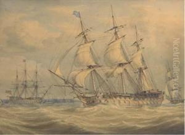 Men-o'war Running Past The Anchorage - view 1