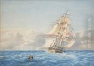 H.m.s. "narcissus" Shortening Sail Ahead Of A Squall, 13th June 1862 by William Joy