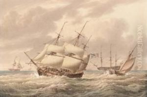 Making Sail From The Fleet Anchorage At Spithead