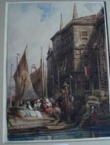 Un Canal Anime A Venise by Jules Romain Joyant