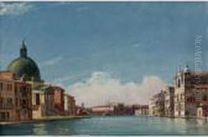 View Of The Grand Canal, Venice, Looking Southwest by Jules Romain Joyant