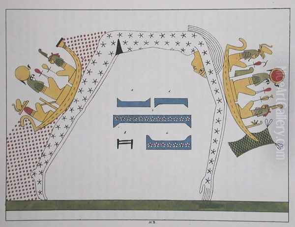 Facsimile copy of Nut, the sky goddess and the solar barques of Ra, plate 20b from 'Pantheon Egyptien', Paris, 1822 - view 1