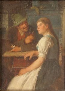 Two Figures At An Inn by Kinzel Jozef