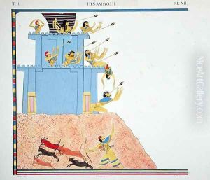Interpretation of the frescoes at Ibsambul depicting an attack on a semite town, from 'Monuments de l'Egypte et de la Nubie', c.1835 by Jean Francois Champollion