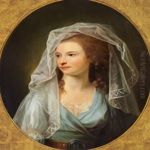 Portrait Af Maria Helena Kortright Nee Hendrickson Inthree-quarter Profile With Long